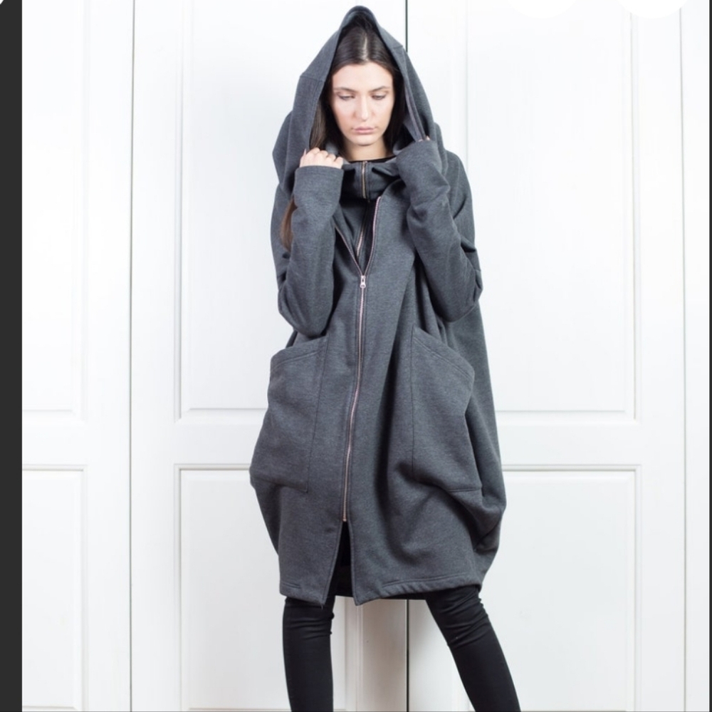 Xl Black Hooded Sweatshirt Jacket